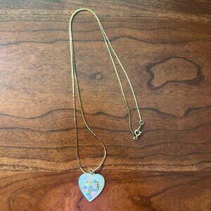 Gold Chain with White & Blue Pendant